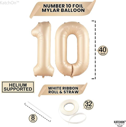 KatchOn Caramel 10 Balloon Number 40 Inch, 10th Birthday Decorations - Image 4