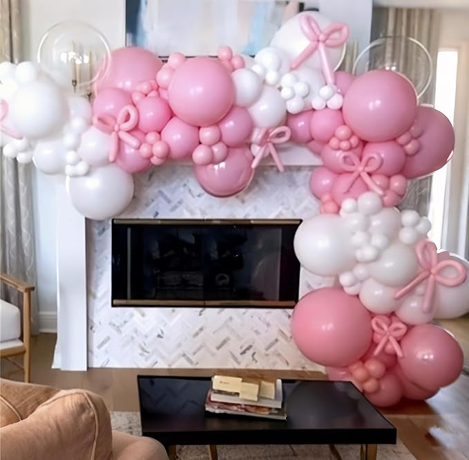Pastel Pink and White Balloons Arch Kit 18 Inch*7 Clear Light Baby Pale Pink - Image 4