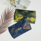 Wide Boho Headbands for Women Fashion Knotted Headband Yoga Workout Hair Accessories African Head Wrap Blue Tie Dye 4 Pack