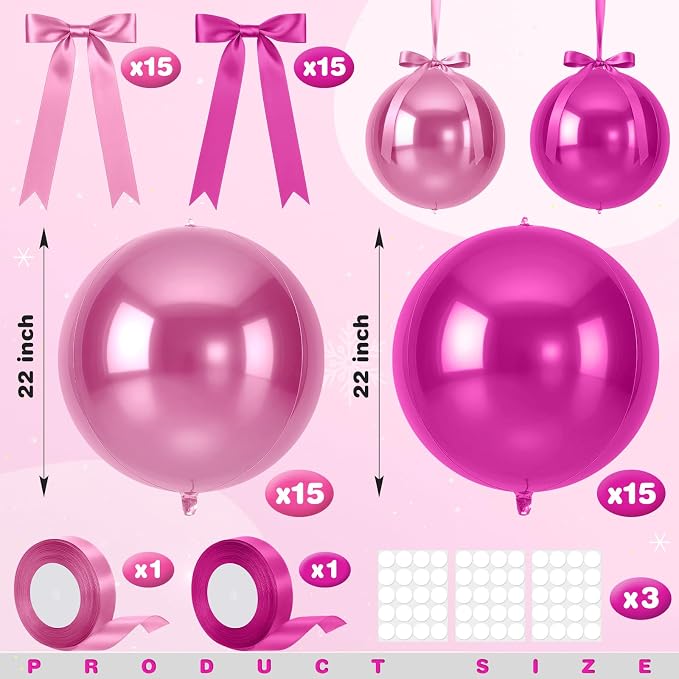 Jenaai 30 Set Round Foil Balloons Bulk 22 Inch 4d Metallic Giant Balloons Set - Image 3