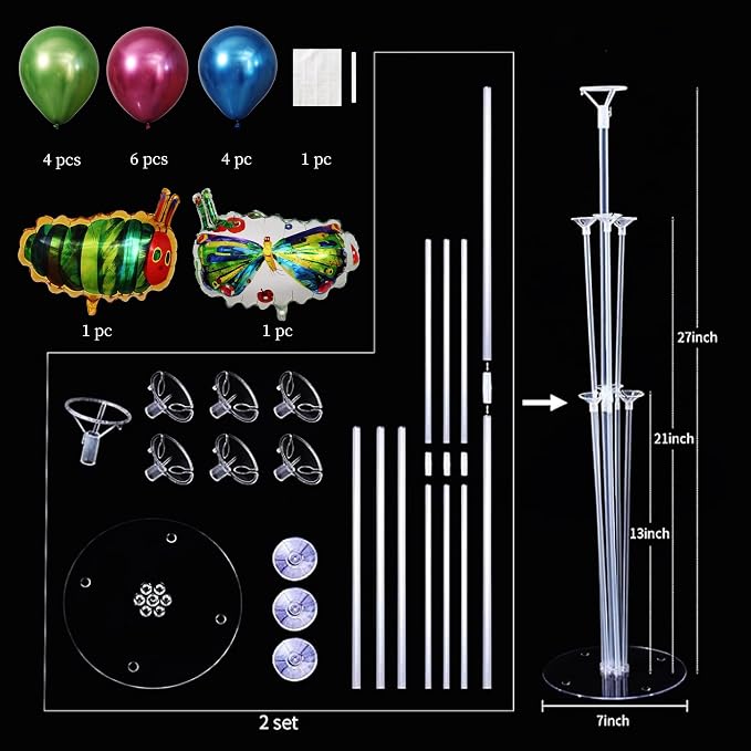 2 Sets Green Caterpillar Balloon Stands - Image 3