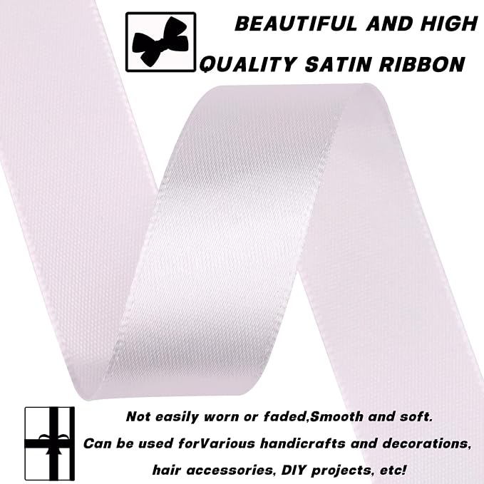 7/8 Inch 30 Yards White Satin Craft Ribbon-Single Face Polyester Ribbon - Image 3