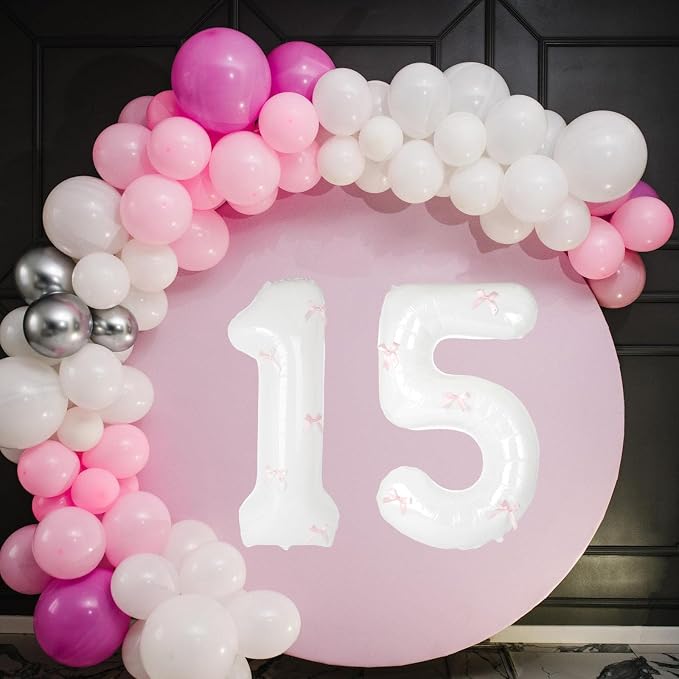 40 Inch White Number Balloons - Image 5