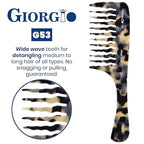 Giorgio G53 Wide Tooth Comb for Curly Hair Detangler, Wide Tooth Combs for Women with Thick Hair, Large Tooth Comb For Wet Hair and Dry, Handmade Rake Comb Detangler Saw-Cut and Hand Polished