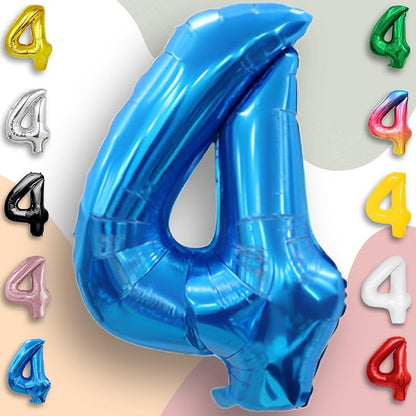 Blue Number Balloon 4 Mylar Foil Balloons 16 inch - Image 4