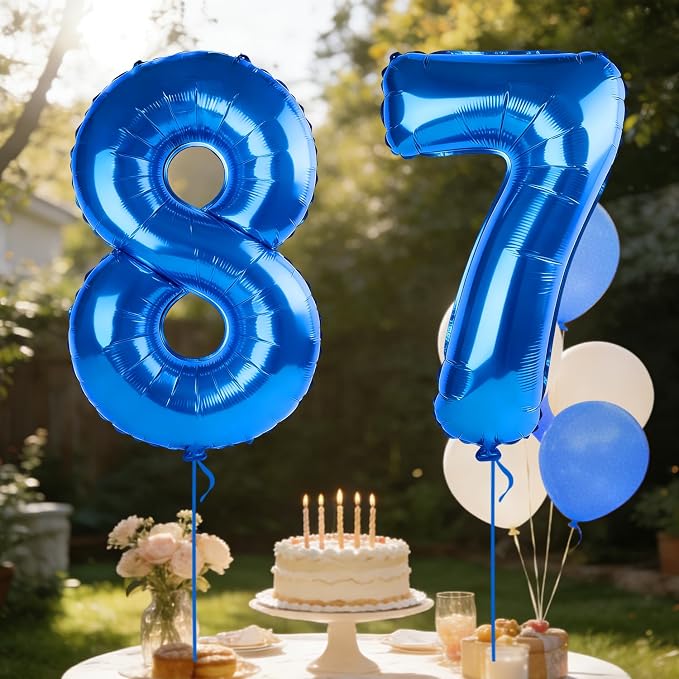 40 Inch Number 87 Balloons for 87th Birthday Party Decorations, 0-100 Dark Blue - Image 3