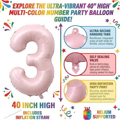 40" Light Pink Foil Number 13 Balloon - Image 2