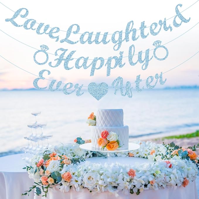 Ctosree Love Laughter & Happily Ever After Banner, Pre-strung, Ever After - Image 2