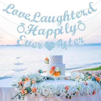 Ctosree Love Laughter & Happily Ever After Banner, Pre-strung, Ever After - Image 2