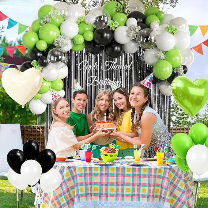 157Pcs Black White and Lime Green Balloons Garland Arch Kit - Image 7
