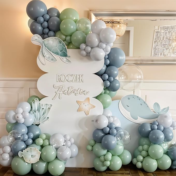 Blue and Green Balloons, Goose Balloon Sage Avocado Green Dusty Slate Fog Blue - Image 5