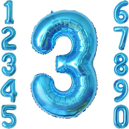 Light Blue Number 3 Balloon 40 Inch, Foil Numeral by Unknown