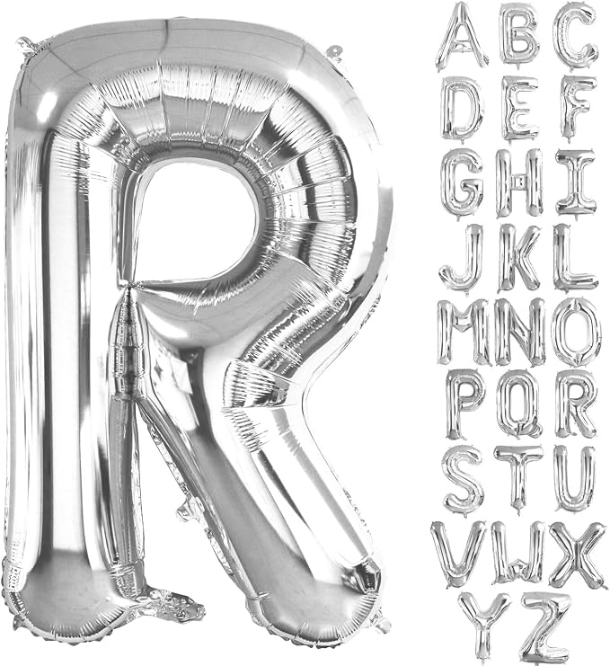 Lovoir 40 Inch Large Silver Letter R Balloons Big Size Jumbo Mylar Foil Helium by Lovoir