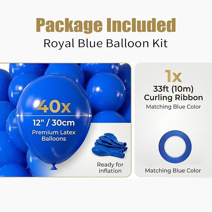 40pcs Royal Blue Balloons 12 Inch, Matte Dark Blue Latex Balloons | Balloons - Image 2