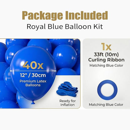 40pcs Royal Blue Balloons 12 Inch, Matte Dark Blue Latex Balloons | Balloons - Image 2