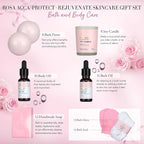 Christmas Gifts for Women, Spa Gifts 28pcs Rose Facial Skin Care Set for Women, Face Cream, Bath Oil, Serum, Shower Accessories - Bath and Body & Facial Kit - Birthday, Valentine's, Bridal Shower