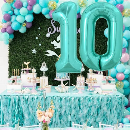 TONIFUL 40 Inch Large Teal Blue Number Balloons, Giant Jumbo Helium Foil Mylar - Image 4