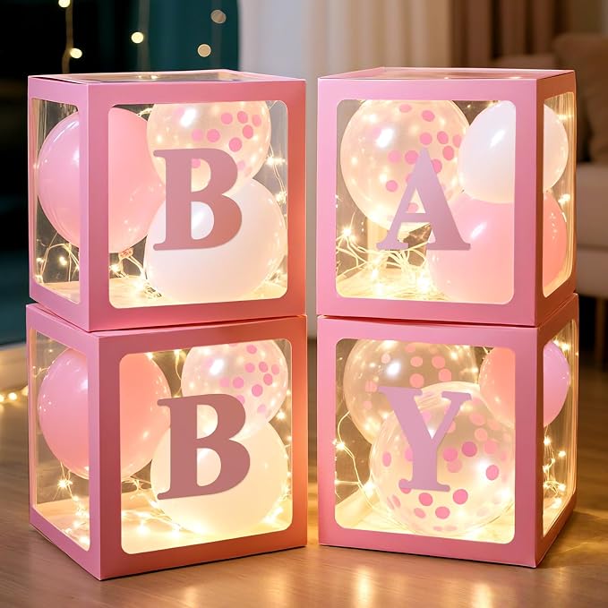 Ledido Baby Boxes with Letters & Balloons & Fairy Lights by Ledido