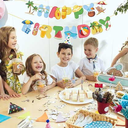 Beach Happy Birthday Banner Pool Party Supplies Hawaiian Beach Tropical - Image 4
