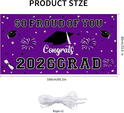 Graduation Decorations 2026 Purple Graduation Banner 66.1" x 33.8" Graduation - Image 2
