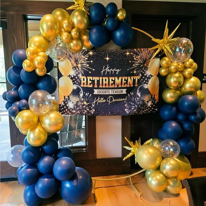 Navy Blue and Gold Party Balloons, Baby Shower, Graduation, Retirement Party - Image 4
