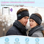 Bluetooth Headband Headphones Double-Layer Ear Warmer for Men Women Winter Cold Weather Wireless Music Thick Fleece Lined Ear Muffs Outdoor Sports Running Cycling (Gray)