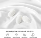 INFIIXSO Mulberry Silk Pillow Cases King Size Set of 2, Silk Pillowcase with Hidden Zipper 20"x36", Extraordinary Smooth and Soft Pillow Case for Hair and Skin(White, 2 Pack)