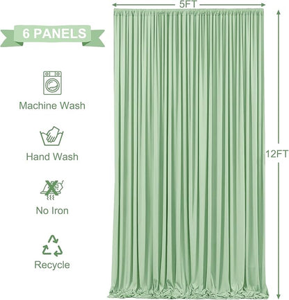 6 Panels Sage Green Backdrop Curtains - Image 5