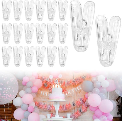 20 Pack Clear Balloon Arch Clips, 2.4 Inch Plastic Backdrop Spring Clamps by FDKYOEK