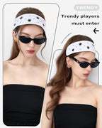 Grommet Headband for Women, White Round Studs 23cm Hollow Out Elastic Hair Band, Eyelets Punk Grunge Stylish Hairband