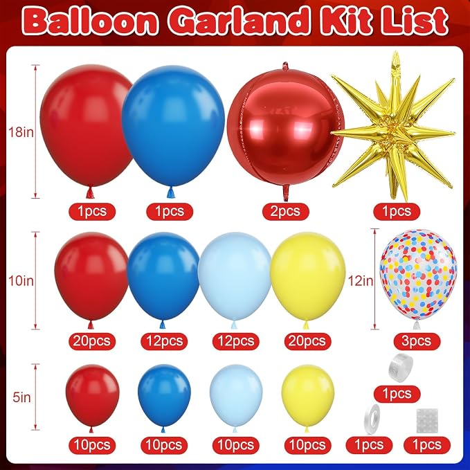 Red Blue Yellow Balloon Arch Garland Kit - Image 2