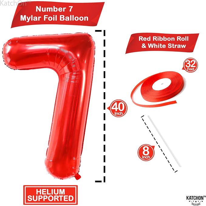 KatchOn, Giant Red Number 7 Balloon - Image 4