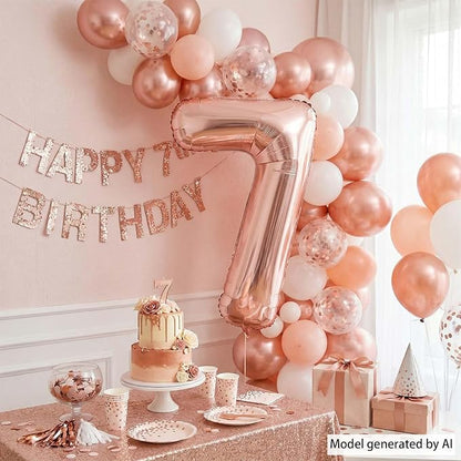 Rose Gold Number 7 Balloon 40 Inch, Blush Foil - Image 7