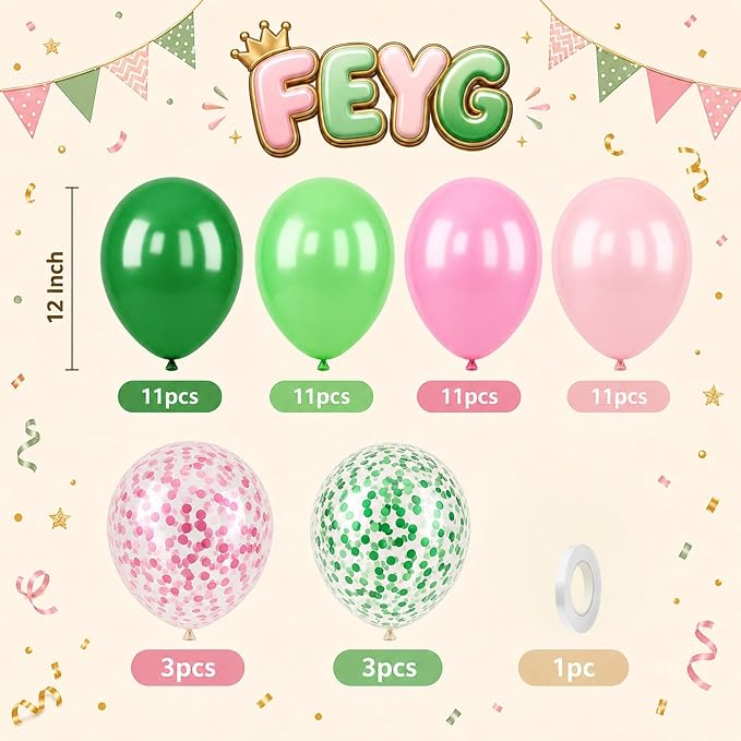 Pink and Green Balloons, for Girls Birthday Baby Shower Wedding Spring and - Image 2