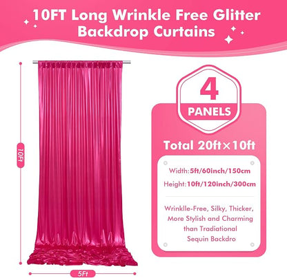 20x10ft Shimmer Hot Pink Sequin Backdrop Curtain - Image 6