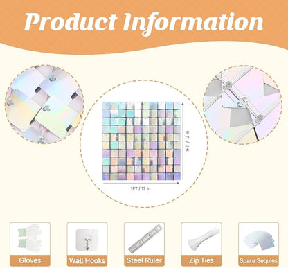4x6 FT Iridescent Silver Shimmer Wall Backdrop, Glitter Bling Photo Backdrop - Image 3