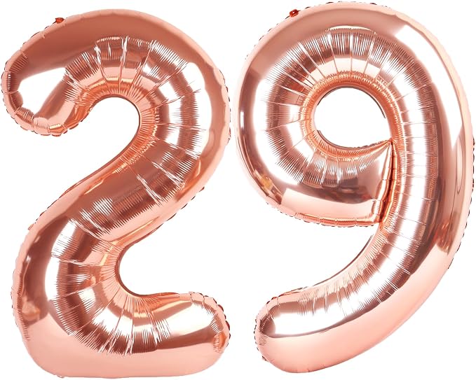 40 Inch Rose Gold Number 29 Balloons Foil Digital Helium Number Balloons by Kelfuoya
