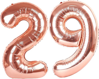 40 Inch Rose Gold Number 29 Balloons Foil Digital Helium Number Balloons by Kelfuoya