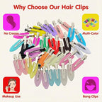 No Crease Hair Clips Makeup Pin Curl Clip Bulk 40Pcs Multicolor No Bend Dent Bang Creaseless Hair Clips for Makeup Application Bangs Hairpin Setting Pins Clip for Women Styling (Translucent Purple)