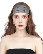 Grommet Headband for Women, Dark Gray 23cm Hollow Out Elastic Hair Band, Eyelets Punk Grunge Stylish Hairband