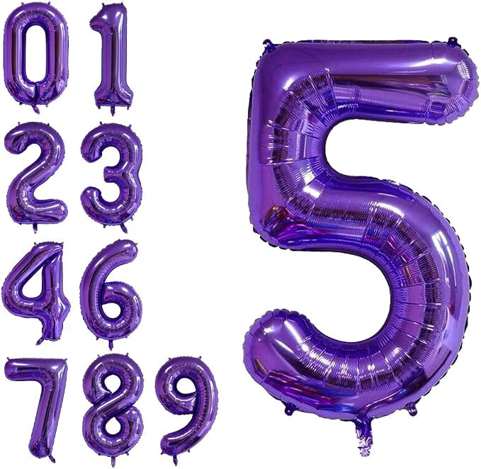 40 Inch Jumbo Purple Number 5 Balloon Giant Balloons Prom Balloons Helium Foil by RBWZQQY