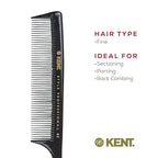 Kent SPC82 Fine Tooth Salon-Style Dressing Comb - Professional Barber Haircut Comb for Styling and Teasing - Quality Barber Supplies - Saw-cut Handmade in England