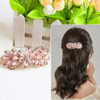 Large Gorgeous Rhinestone Hair Barrette for Women, Flower Jewelry Design (Pink)