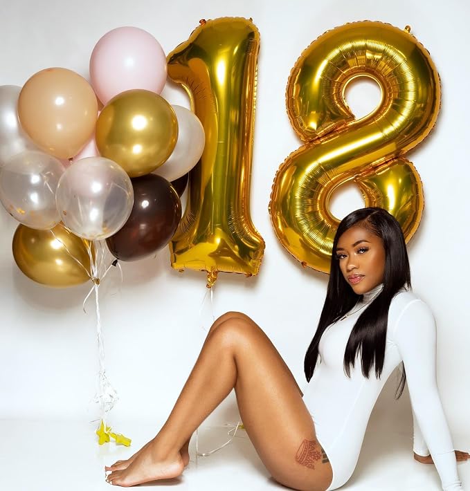 Gold Number 18 Balloon 40 Inch - Image 3