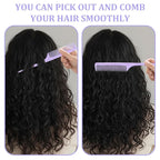 6 Pcs Rat Tail Combs, Fine Tooth Parting Tip for Women, Carbon Fiber Root Teasing Anti Static Hair Comb for Root Teasing Back Combing Adding Volume Evening Styling, Two each of pink, purple, and black