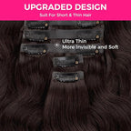 Lashey Seamless Clip in Hair Extensions Human Hair #2 Dark Brown Body Wave Clip in Hair Extensions Real Human Hair 7pcs 110g 20 Inch PU Weft for Women