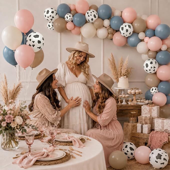 Cow Print Balloons, 12 Inch Baby Pink Blue Cow Print Latex Balloons - Image 9