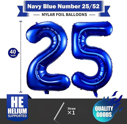Navy Blue 25 Balloon Numbers, 40 Inch Dark Blue 25 or 52 Birthday Balloons - Image 2