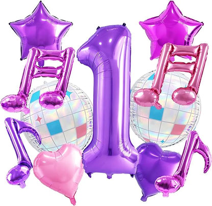TONIFUL Girl‘s Purple Pink Music Themed 1st Birthday Decorations | 40 Inch by TONIFUL