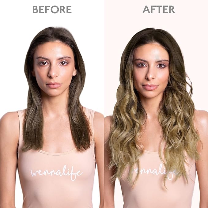WENNALIFE Hair Extensions Clip In, 9pcs 24inch 150g Ombre Walnut Brown to Ash Brown and Bleach Blonde Real Human Remy Clip In Hair Extensions